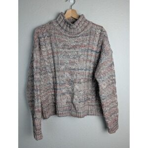 Gap Sweater Pullover Womens L Multicolor Mock Neck‎ Cable-Knit Long Sleeve